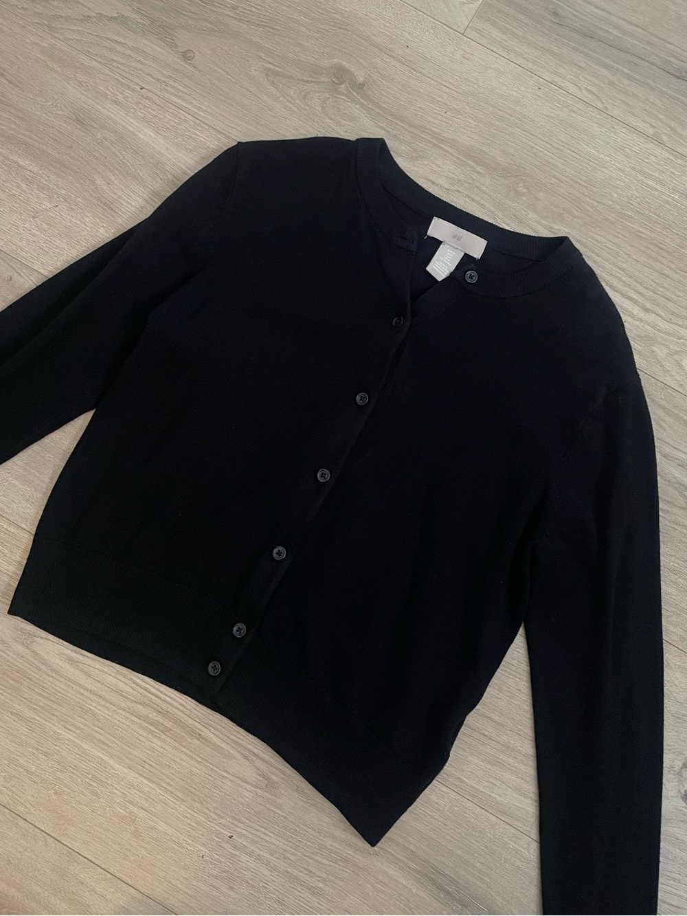 Classic Black Button-Front Women's Cardigan Sweater - Picture 3 of 6